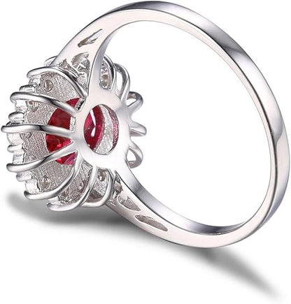 Classic Ruby Halo Ring | White Gold