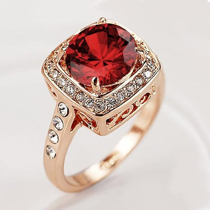 Anello con alone di rubino | Oro rosa