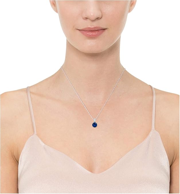 Collana con zaffiro taglio rotondo | Oro bianco