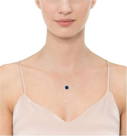 Collana con zaffiro taglio rotondo | Oro bianco