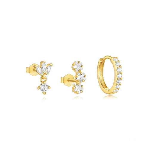 Set di orecchini singoli Trio Mila Essentials | Oro
