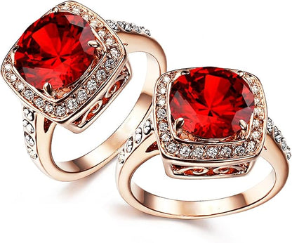 Anello con alone di rubino | Oro rosa