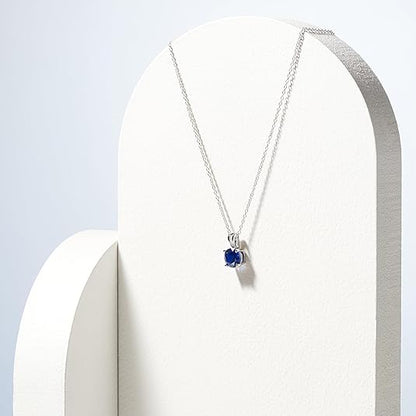 Collana con zaffiro taglio rotondo | Oro bianco