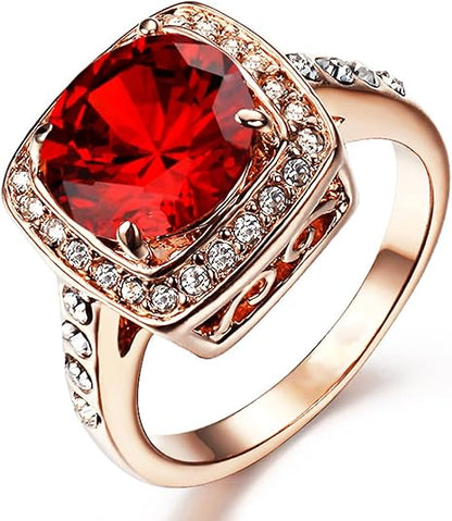 Anello con alone di rubino | Oro rosa