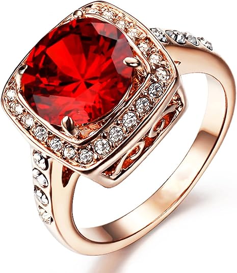 Anello con alone di rubino | Oro rosa