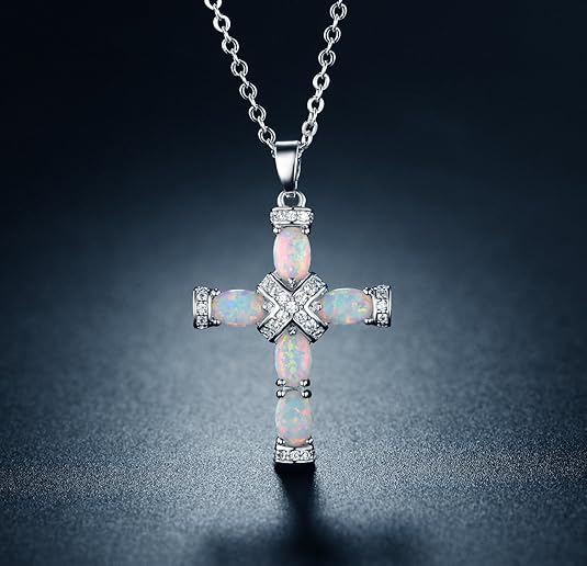 Collana con croce Lumen in opale | Oro