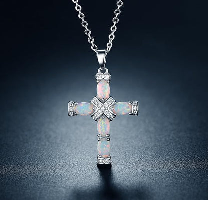 Collana con croce Lumen in opale | Oro