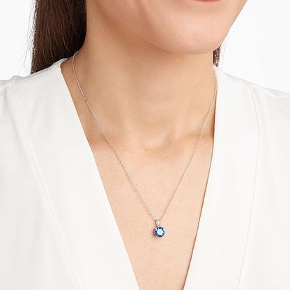 Collana con zaffiro taglio rotondo | Oro bianco
