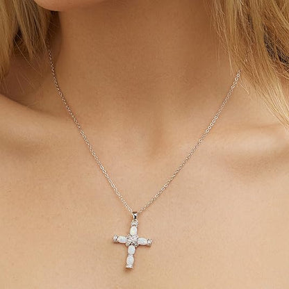 Collana con croce Lumen in opale | Oro
