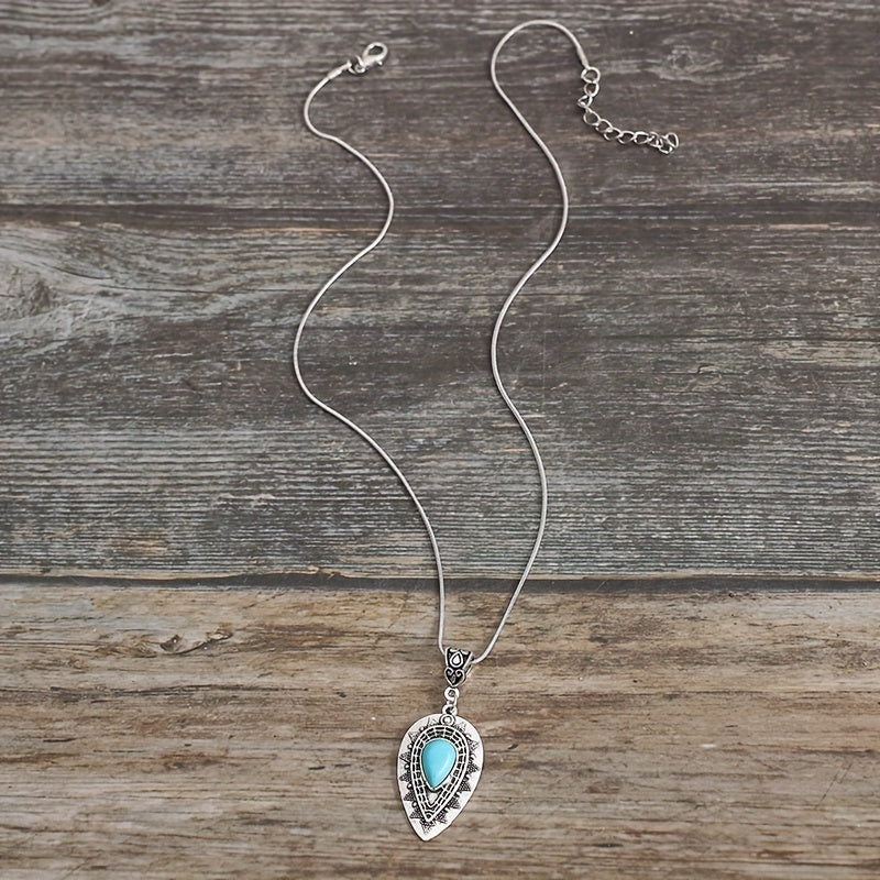 Arlisse Turquoise Teardrop Necklace | White Gold