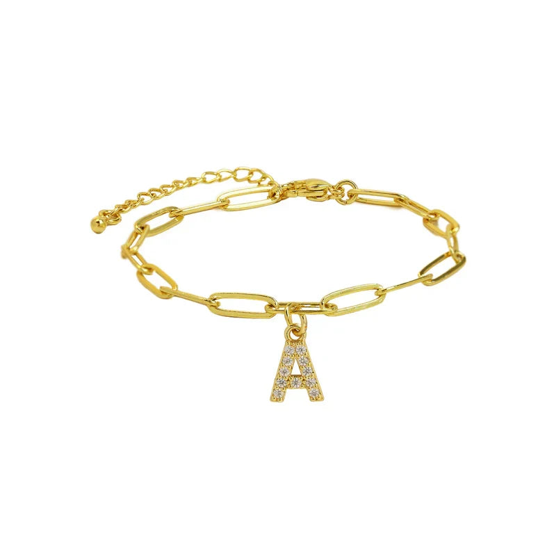 Bracciale con lettera minimalista | Oro