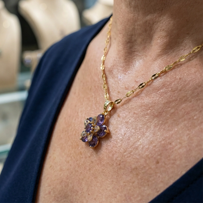 Collana con fiore di ametista violetta | Oro