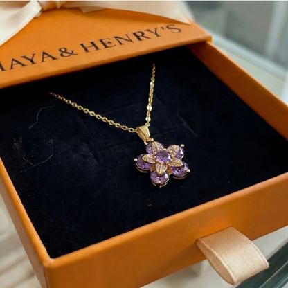 Collana con fiore di ametista violetta | Oro