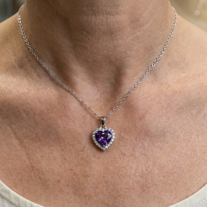 Collana Amethyst Heart Radiance | Oro bianco