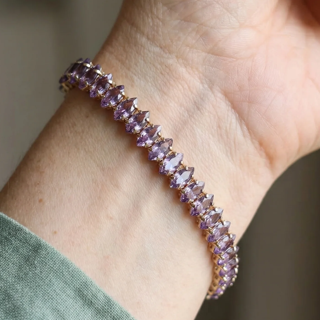 Bracciale tennis con ametiste taglio marquise | Oro