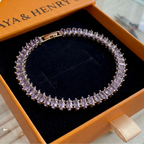 Bracciale tennis con ametiste taglio marquise | Oro