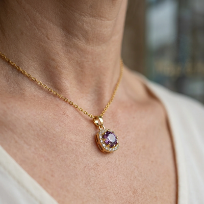 Collana Amethyst Square Pavé | Oro
