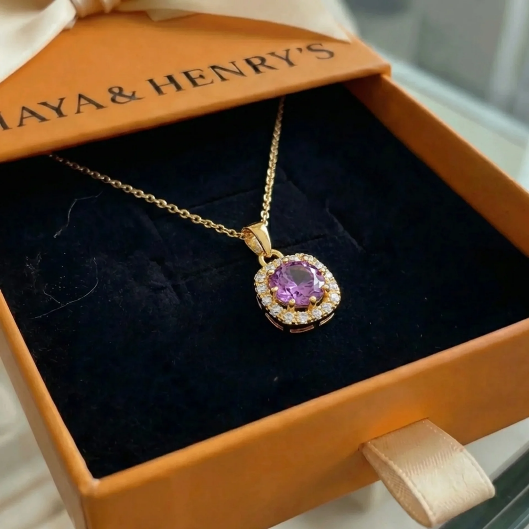 Collana Amethyst Square Pavé | Oro