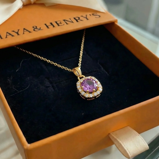 Collana Amethyst Square Pavé | Oro