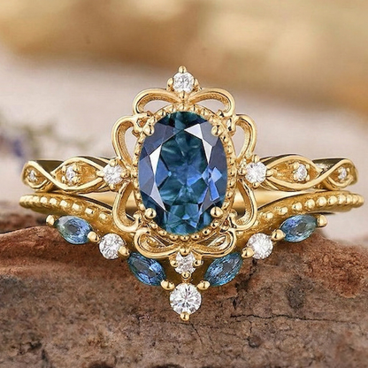Set di anelli Azelia Sapphire Crown | Oro