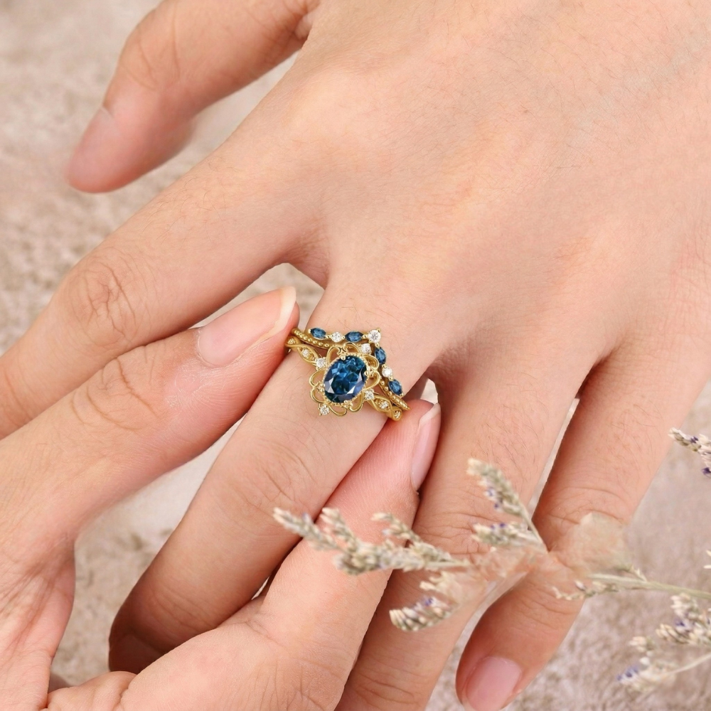 Set di anelli Azelia Sapphire Crown | Oro