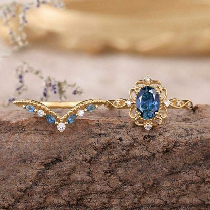 Set di anelli Azelia Sapphire Crown | Oro