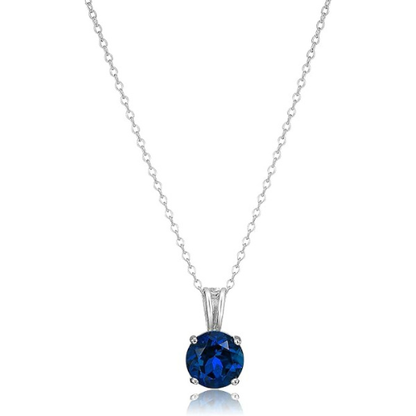 Collana con zaffiro taglio rotondo | Oro bianco