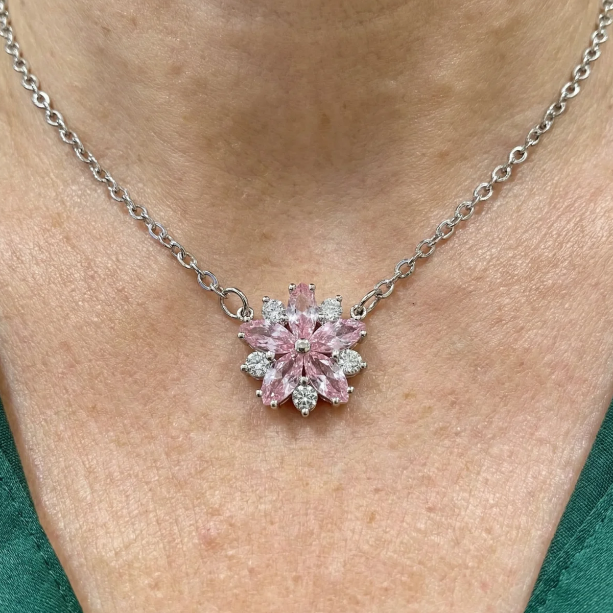 Collana Fiori di Ciliegio | Oro Bianco