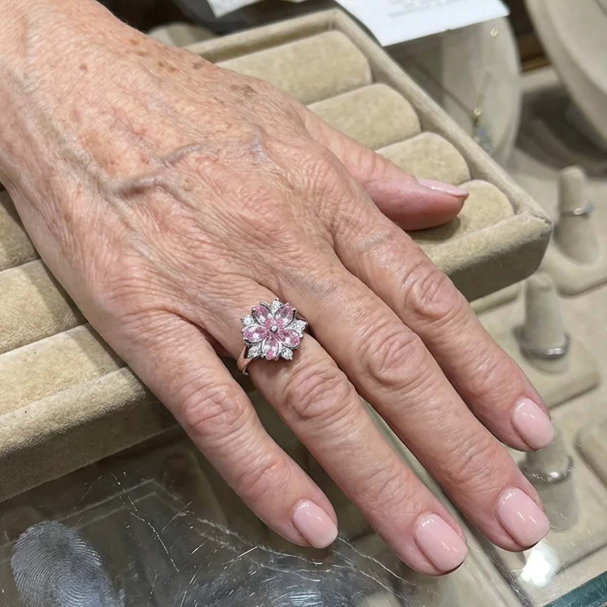 Cherry Blossom Ring | White Gold