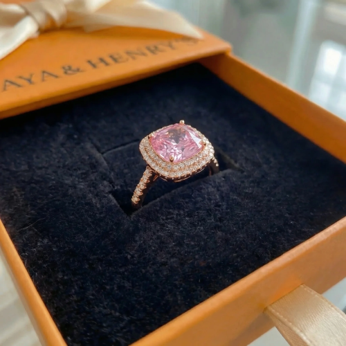 Anello con zaffiro rosa taglio cuscino | Oro rosa