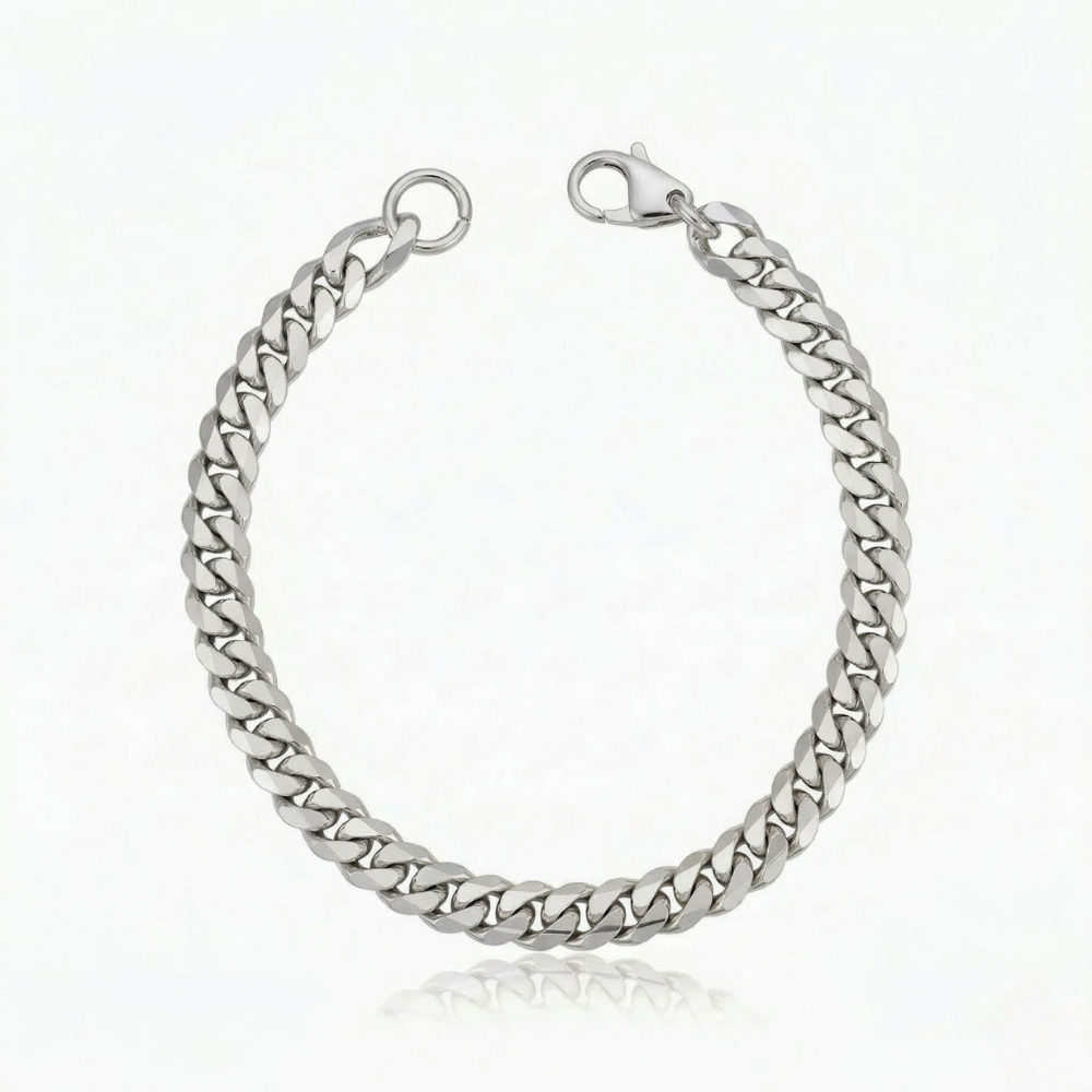 Estate Cuban Bracelet | White Gold
