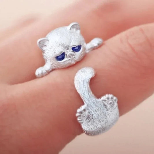 Anello gattino regolabile | Oro bianco