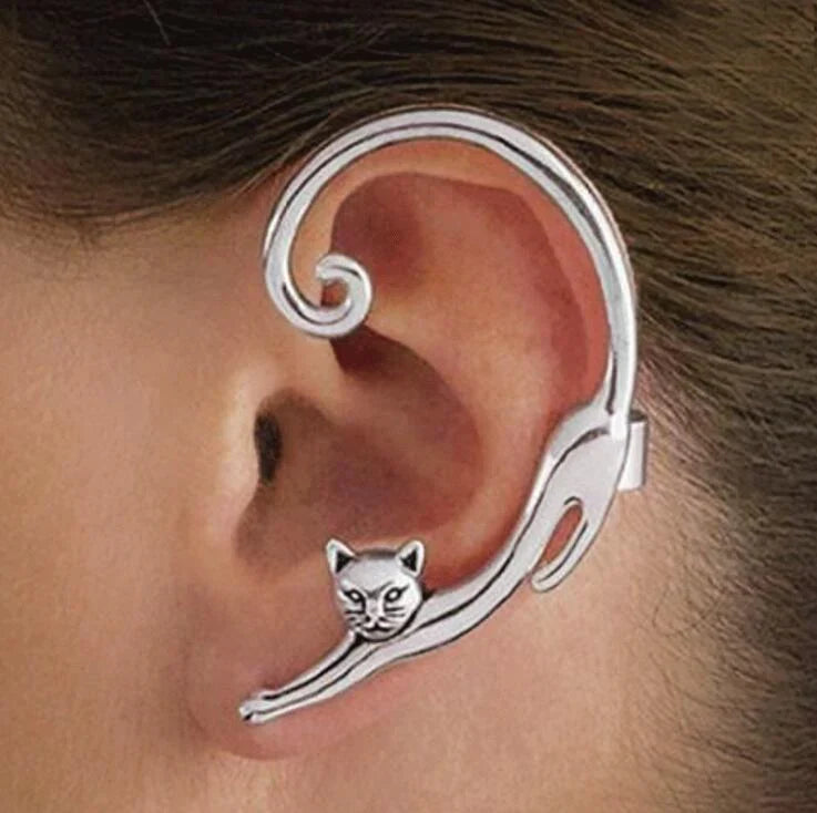 Orecchino singolo con charm baffo d'argento | Oro bianco
