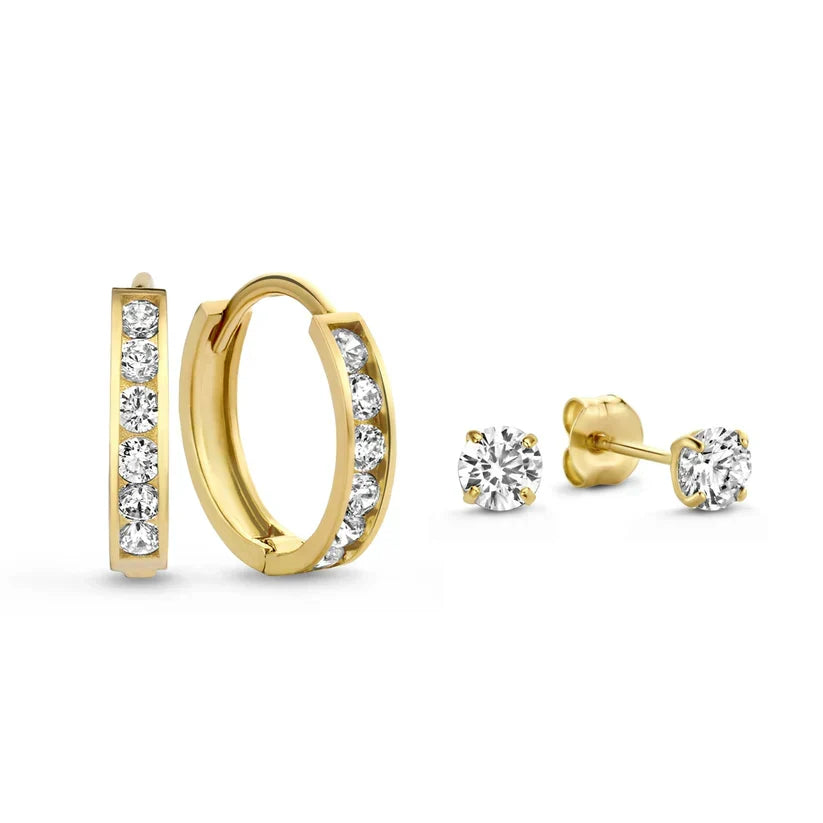 Set di orecchini Dara Brillane con pietre | Oro bianco