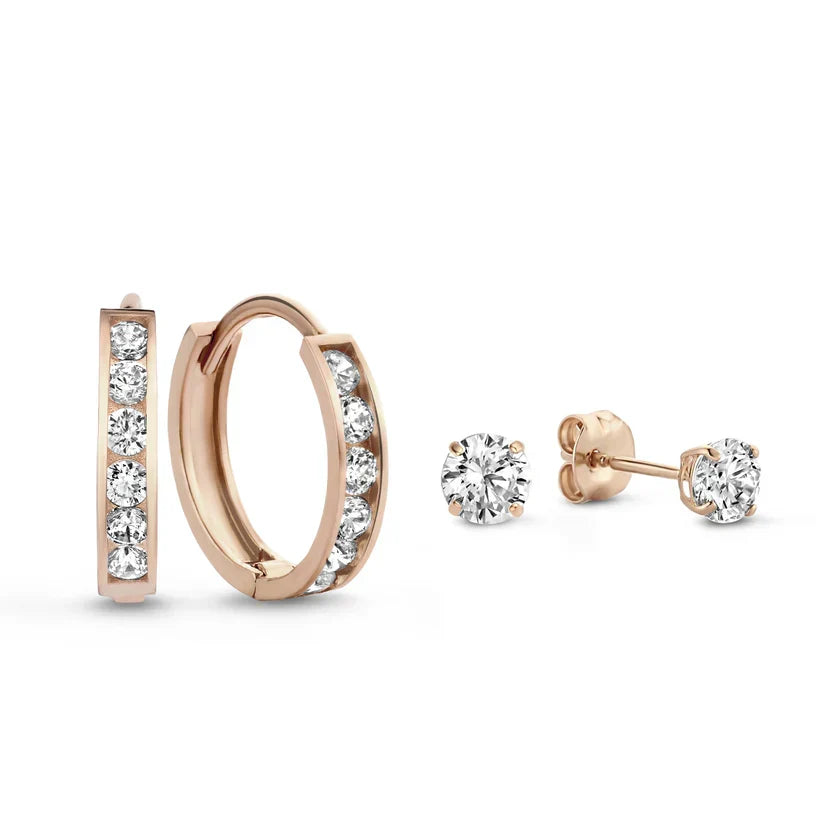 Set di orecchini Dara Brillane con pietre | Oro bianco