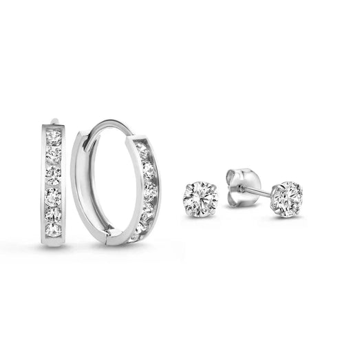 Set di orecchini Dara Brillane con pietre | Oro bianco