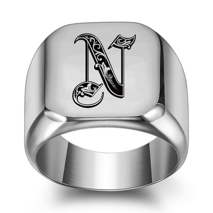 Anello con Iniziale Classic Noble | Oro Bianco
