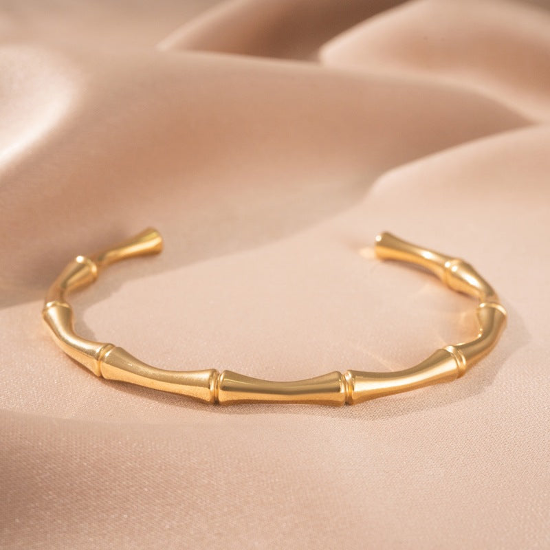 Bracciale rigido Bamboo | Oro bianco