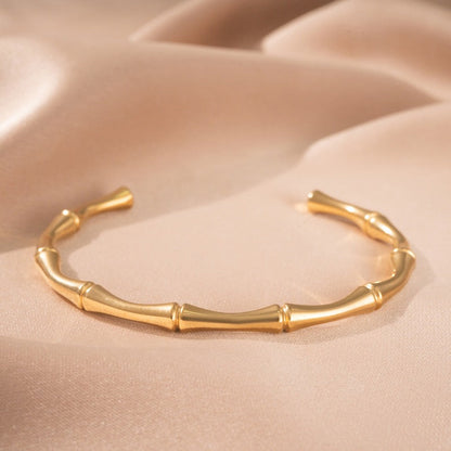 Bracciale rigido Bamboo | Oro bianco