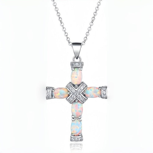 Collana con croce Lumen in opale | Oro
