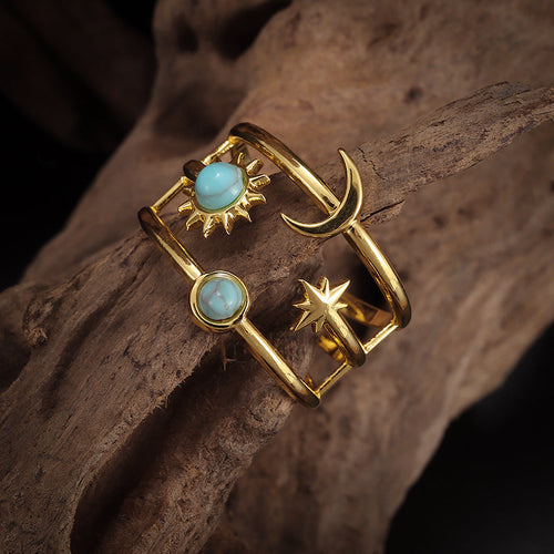 Anello Soluna Orbit Turchese | Oro