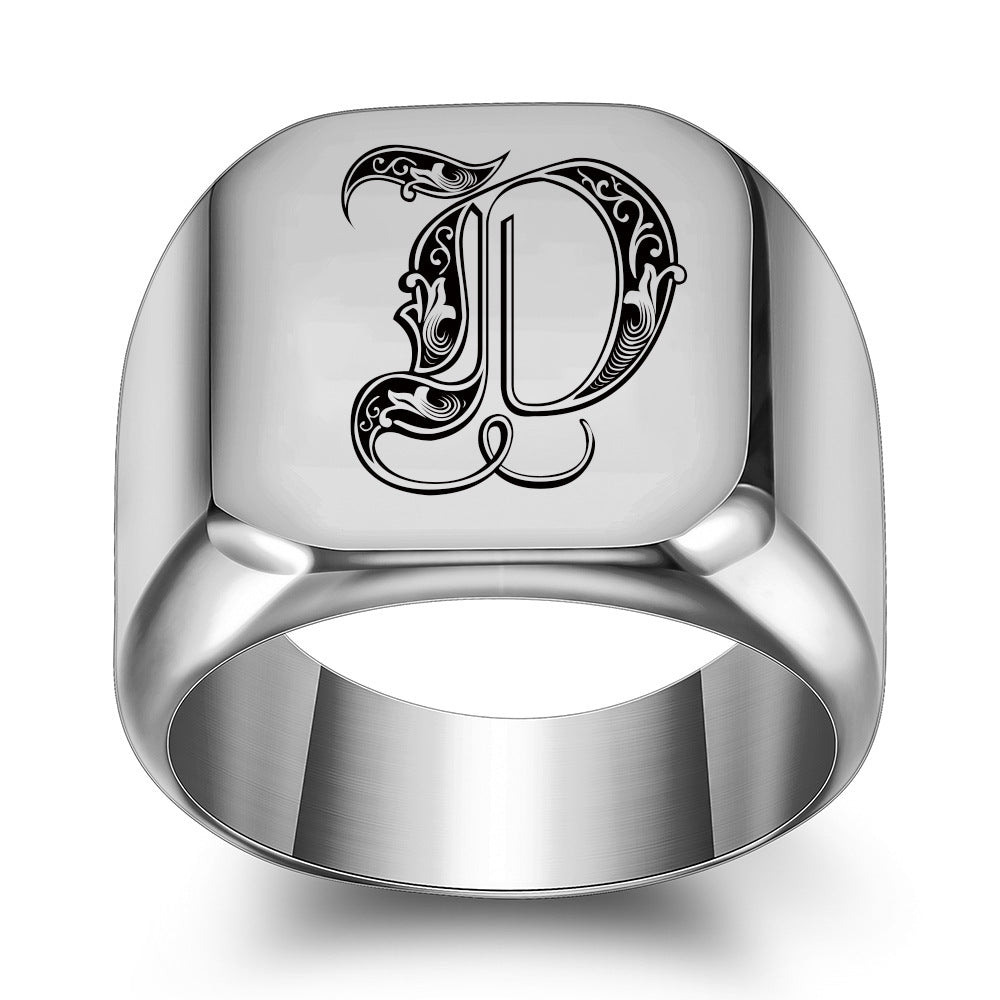 Anello con Iniziale Classic Noble | Oro Bianco