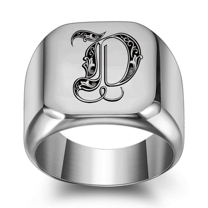 Anello con Iniziale Classic Noble | Oro Bianco