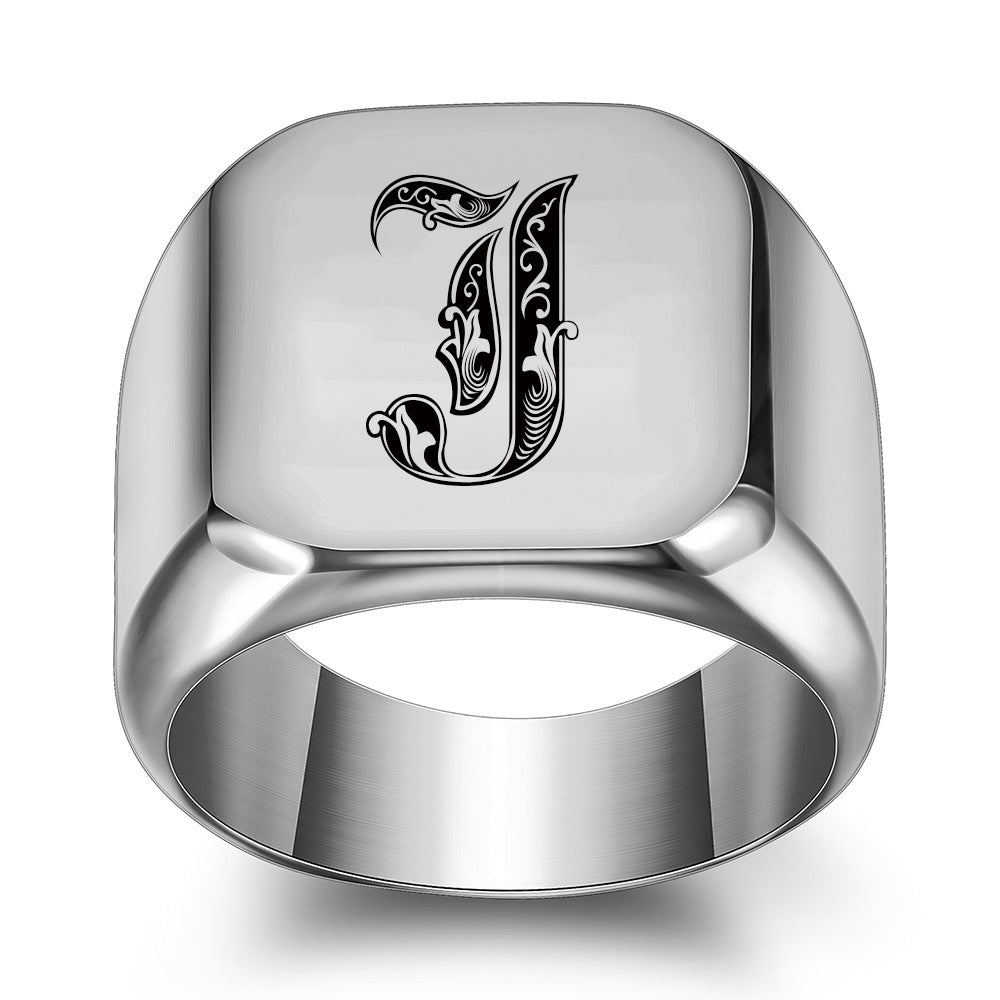 Anello con Iniziale Classic Noble | Oro Bianco