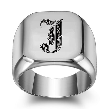 Anello con Iniziale Classic Noble | Oro Bianco