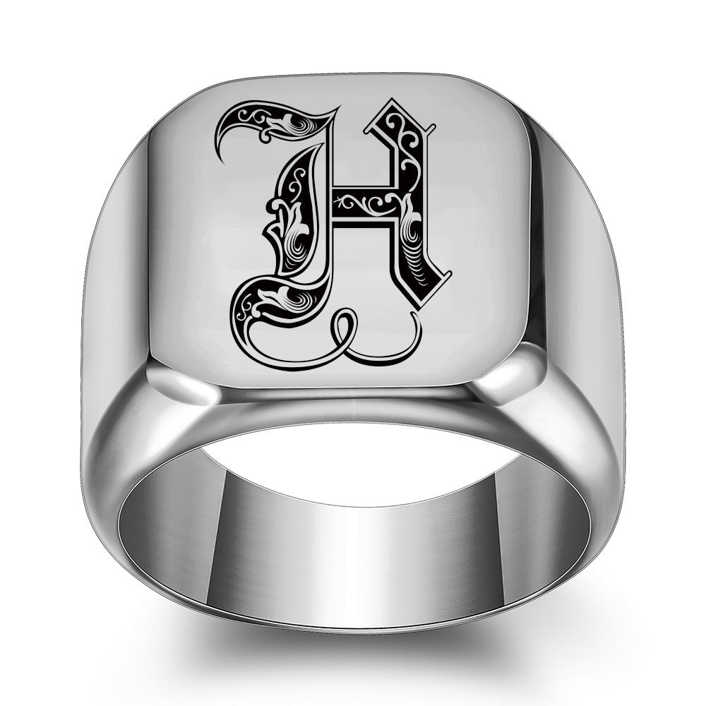 Anello con Iniziale Classic Noble | Oro Bianco