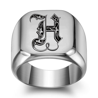 Anello con Iniziale Classic Noble | Oro Bianco