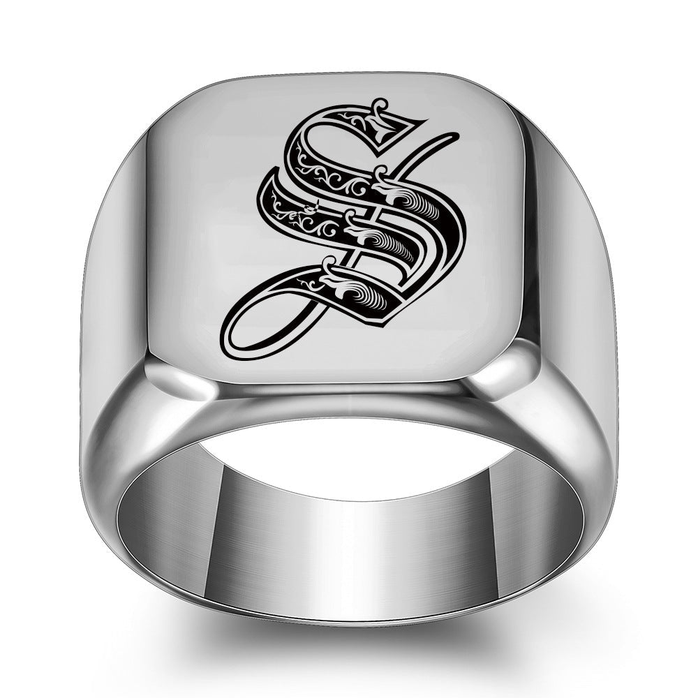 Anello con Iniziale Classic Noble | Oro Bianco
