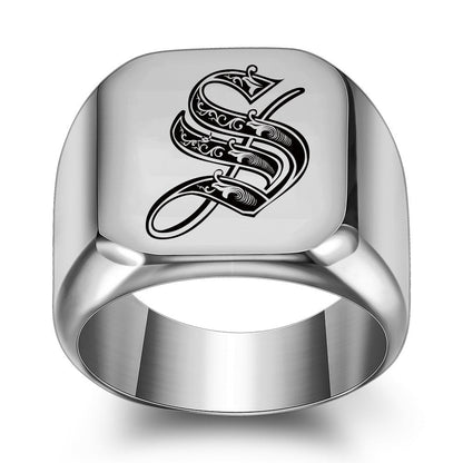 Anello con Iniziale Classic Noble | Oro Bianco