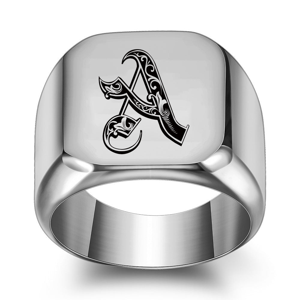 Anello con Iniziale Classic Noble | Oro Bianco